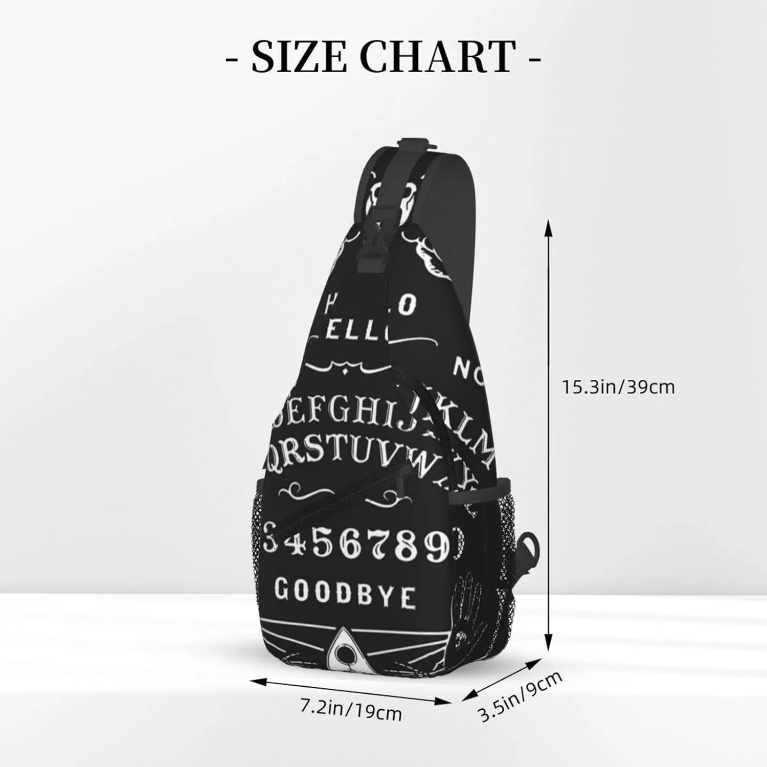Fashion Sling Shoulder Backpack Outdoor Sports Daypack for Skeleton Spirit Board Tattoo Black, Mens Crossbody Backpack for Daily Outdoor