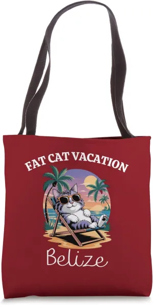 Fat Cat Vacation Belize Travel Belize Tote Bag