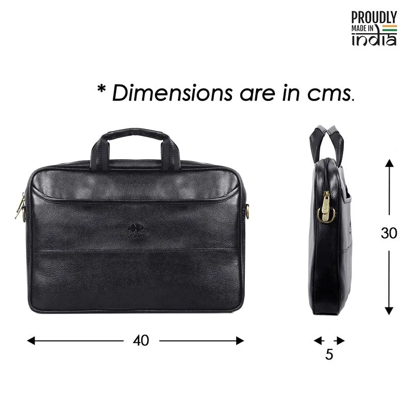 Faux Leather 14 inch Laptop Messenger Bag - Water Resistant | 6L Capacity | Dark Brown