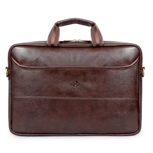 Faux Leather 14 inch Laptop Messenger Bag - Water Resistant | 6L Capacity | Dark Brown
