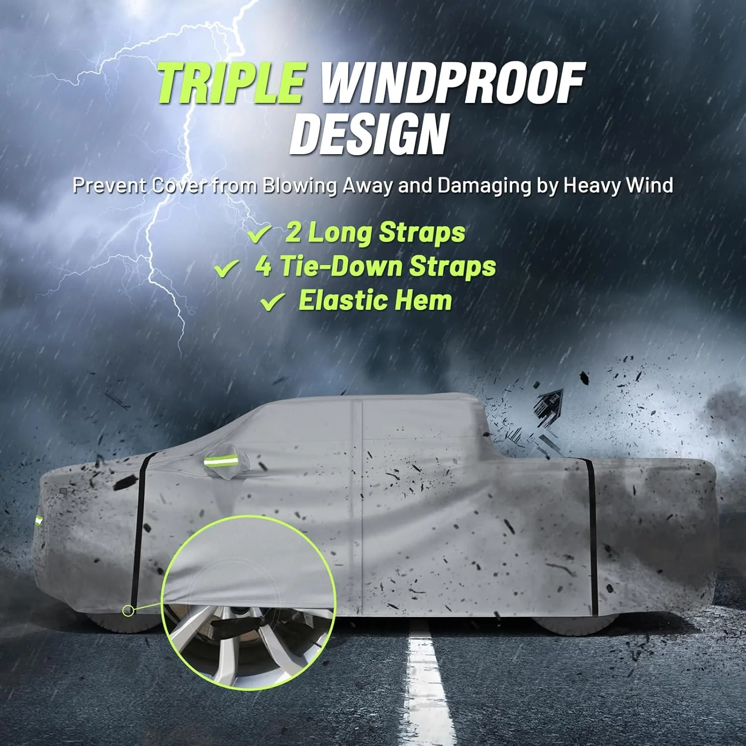 Favoto Truck Cover Waterproof Outdoor - All Weather 6 Layers Heavy Duty Pickup Cover Dust Rain Sun Protection Universal Fit for Chevy Silverado, Dodge Ram 1500, Ford F150 (Length Up to 242 inch)