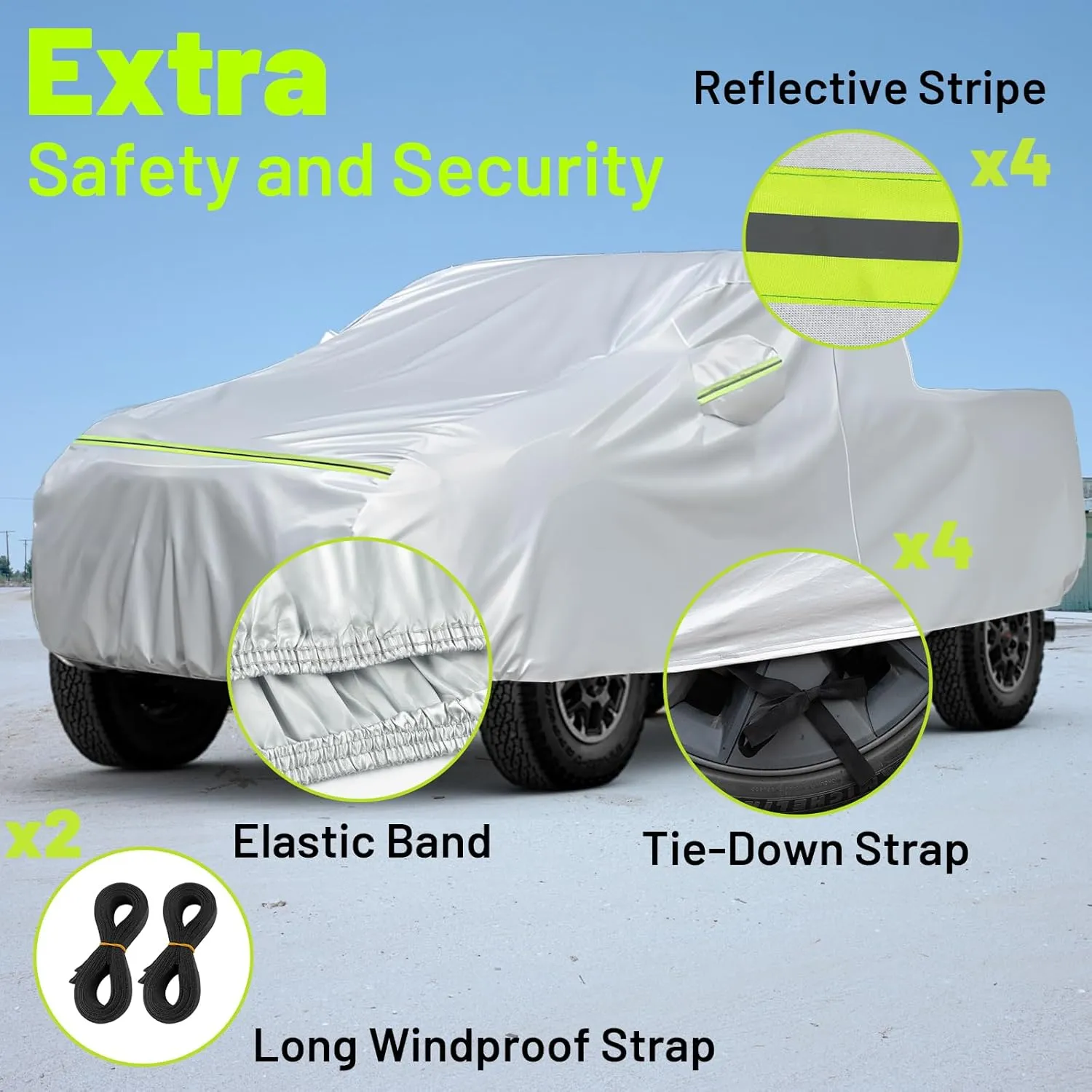 Favoto Truck Cover Waterproof Outdoor - All Weather 6 Layers Heavy Duty Pickup Cover Dust Rain Sun Protection Universal Fit for Chevy Silverado, Dodge Ram 1500, Ford F150 (Length Up to 242 inch)