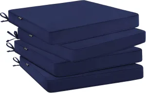 Favoyard Outdoor Chair Cushions 19"W x 19"D x 2"T Set of 4 Patio Chairs Cushions 3-Year Fade Resistant & Waterproof Cushions for Outdoor Furniture with Hidden Zipper, Attach Straps for Dining Chairs