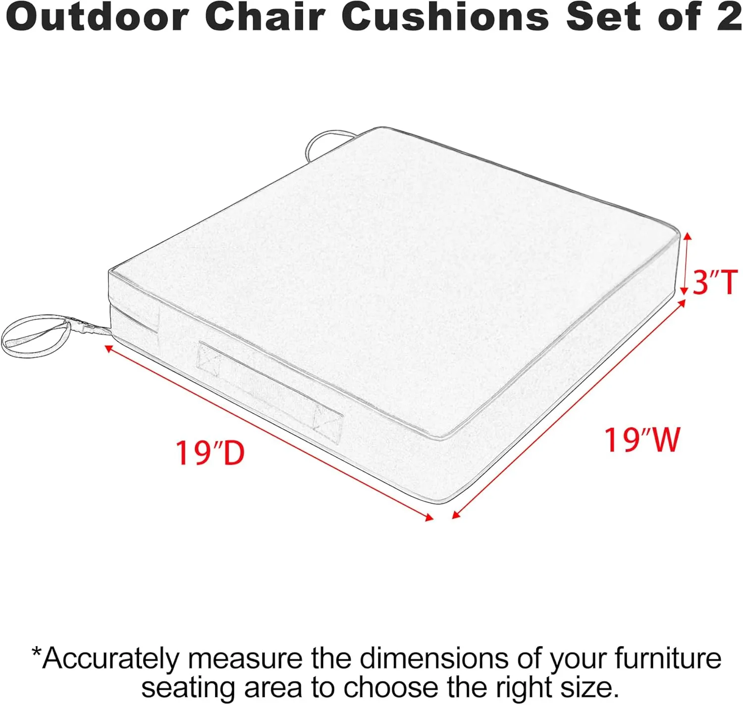 Favoyard Patio Chair Cushions 19 x 19 x 3 Inch Waterproof Outdoor Seat Cushions for Patio Furniture 3-Year Color Fastness Garden Sofa Couch Chair Pads with Handle & Adjustable Straps Set of 2, Green