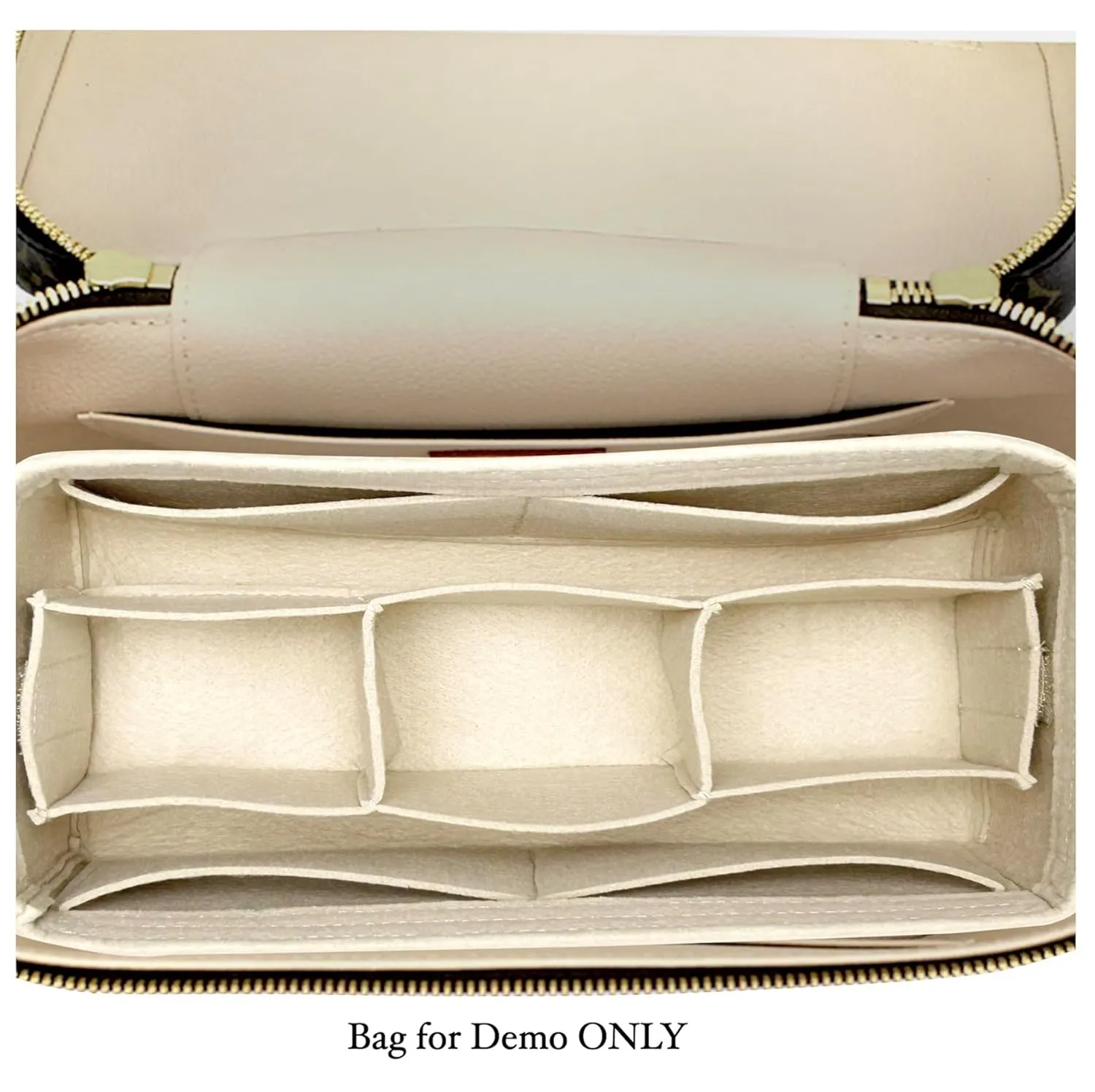 Felt Organizer Insert for Nice Vanity PM BB Mini Nano - Makeup & Toiletry Bag Protector | Reinforced Base, Snug Fit, Detachable Center Compartment, Customizable Pockets (Hot Pink, Nice Mini)