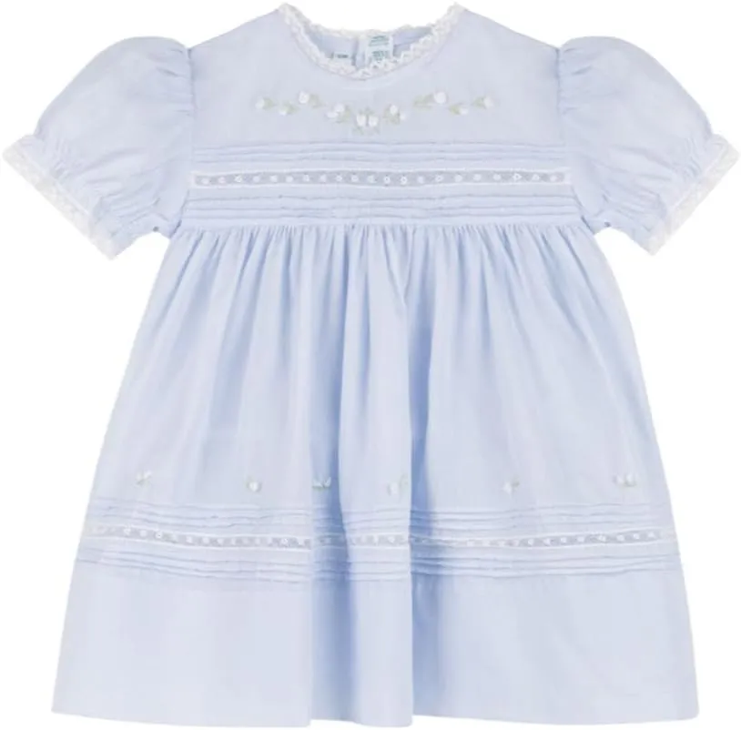 Feltman Brothers Baby Girls Blue Bullions Dress with Lace Trim 3 Months