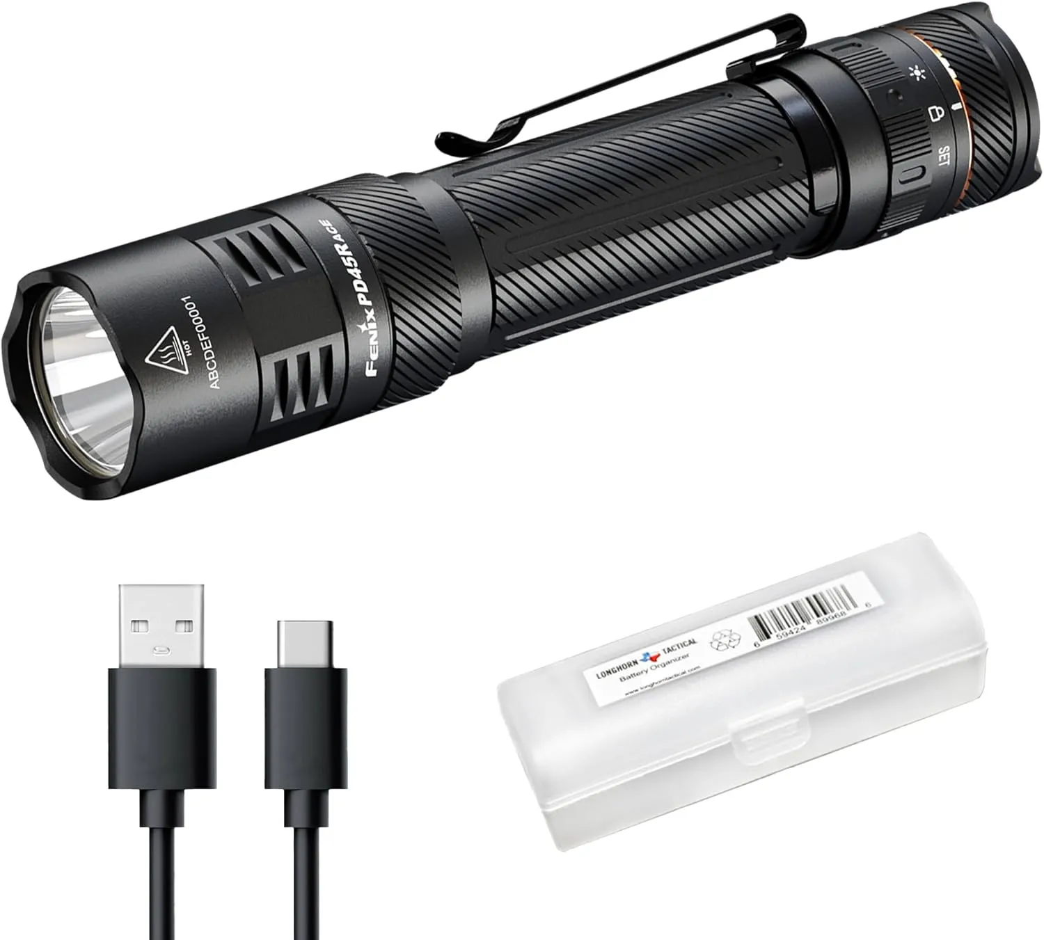 Fenix PD45R ACE 3200 Lumens Multi-Mode USB-C Rechargeable Tactical Flashlight with Customizable Output Level Selections and Lumentac Organizer