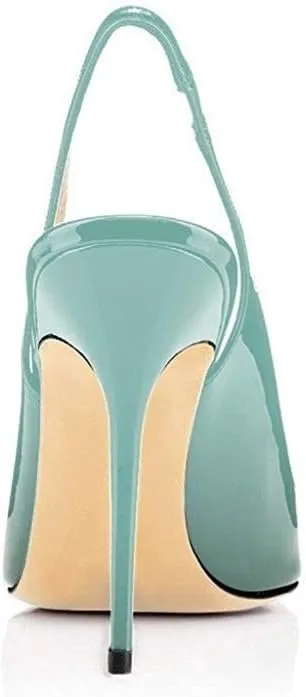Fericzot Women's Slingback Pumps Pointed-Toe Ankle Strap Summer Dress Shoes Sling Back Pump Stiletto Heels Plus Size