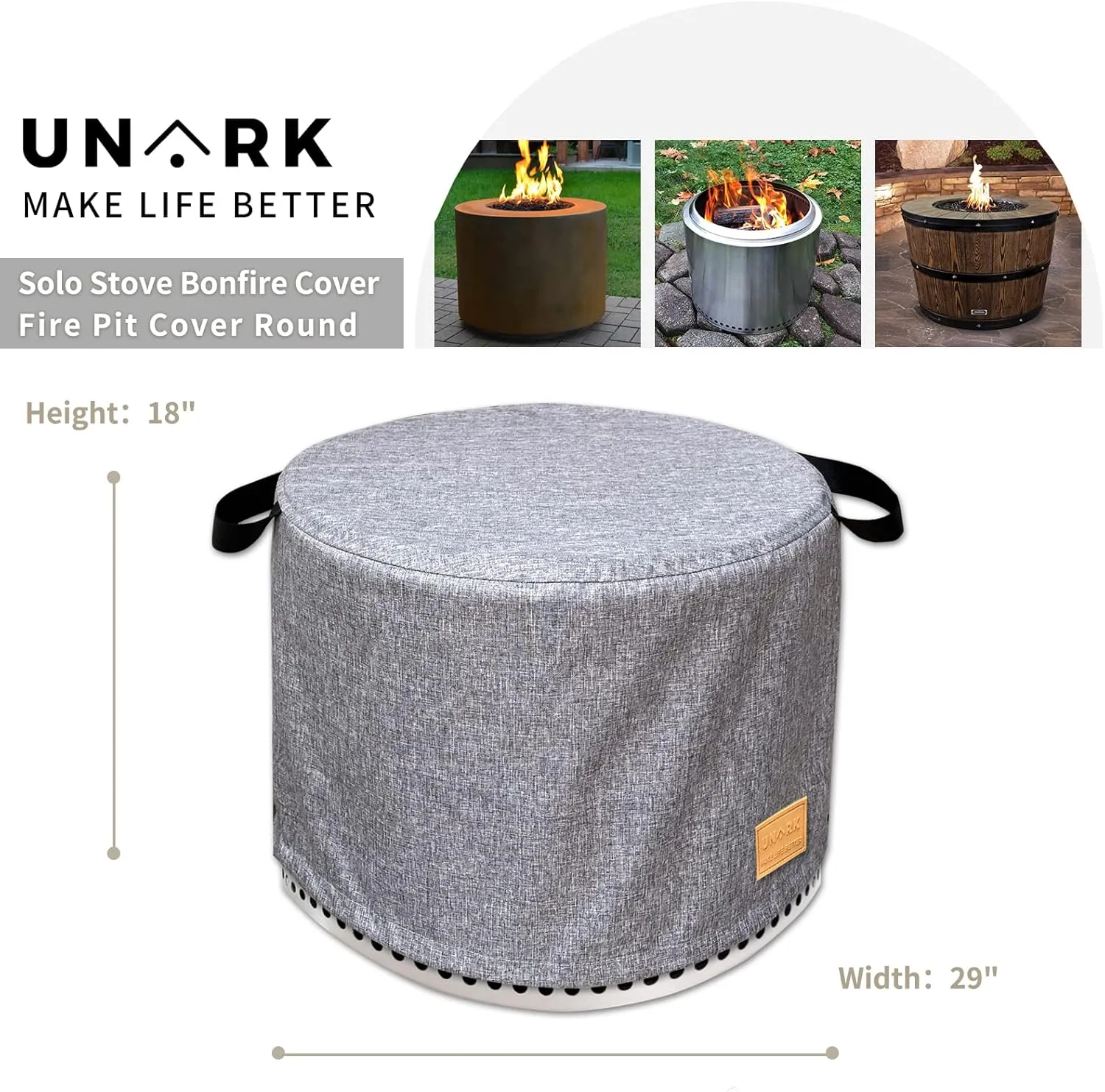 Fire Pit Cover for Solo Stove Cover Yukon 27 Inch,Solo Stove Cover Yukon Grey 27 Inch,Yukon Solo Stove Cover,Solo Yukon Cover,Heavy Waterproof Solo Stove Accessories,Solo Stove Yukon Cover