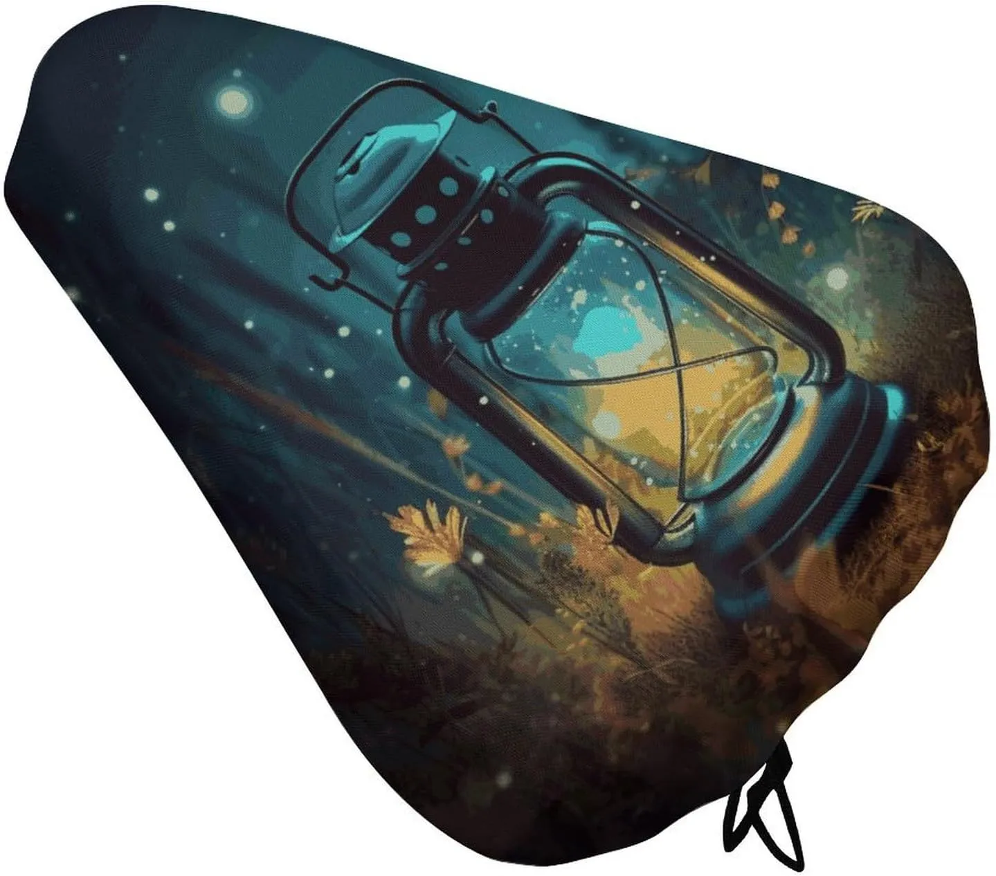 Fireflies And Lantern Bike Seat Cover for Men Women, Waterproof & Dustproof Bike Seat Cushion with Drawstring, Adjustable Bicycle Saddle Cover for Or Rain & Sun Protection