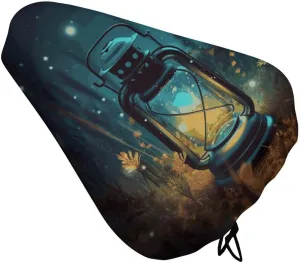Fireflies And Lantern Bike Seat Cover for Men Women, Waterproof & Dustproof Bike Seat Cushion with Drawstring, Adjustable Bicycle Saddle Cover for Or Rain & Sun Protection