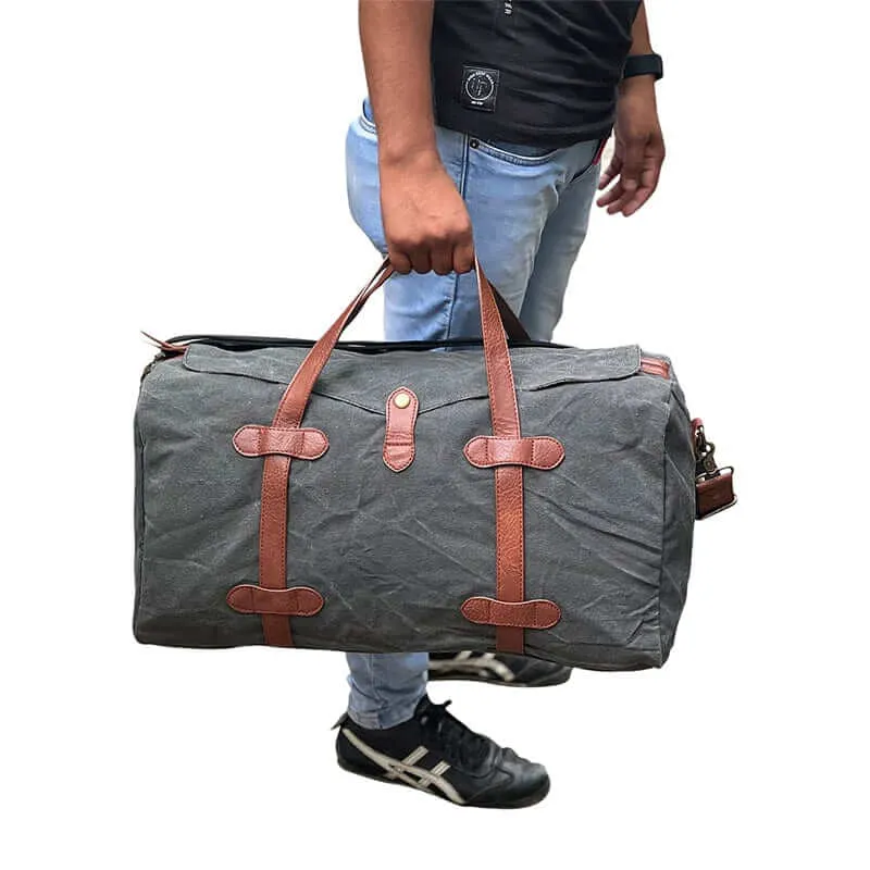 Flap Duffle Bag For Men & Women - Black