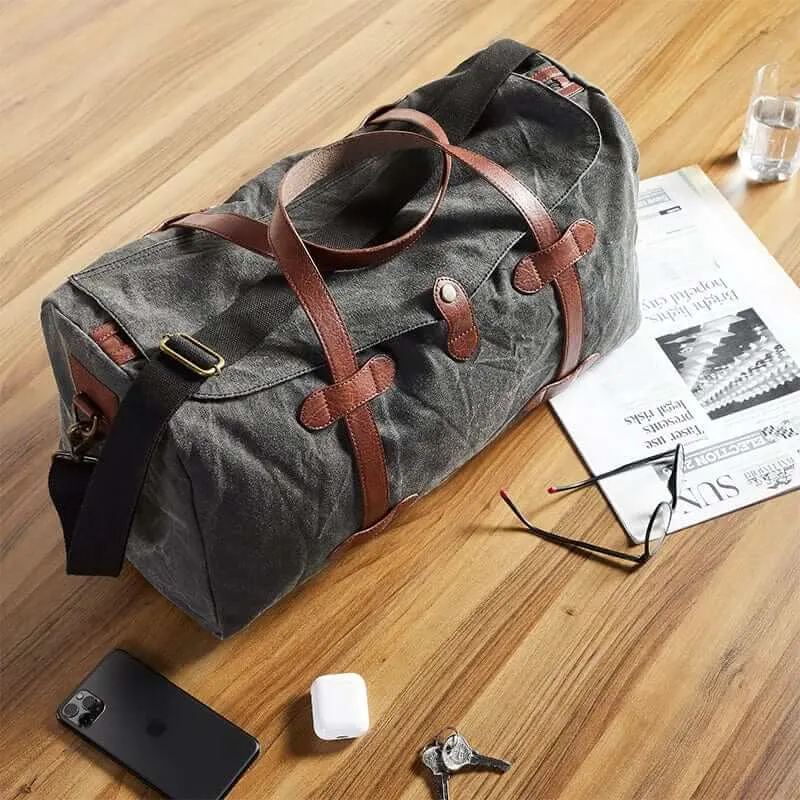 Flap Duffle Bag For Men & Women - Black