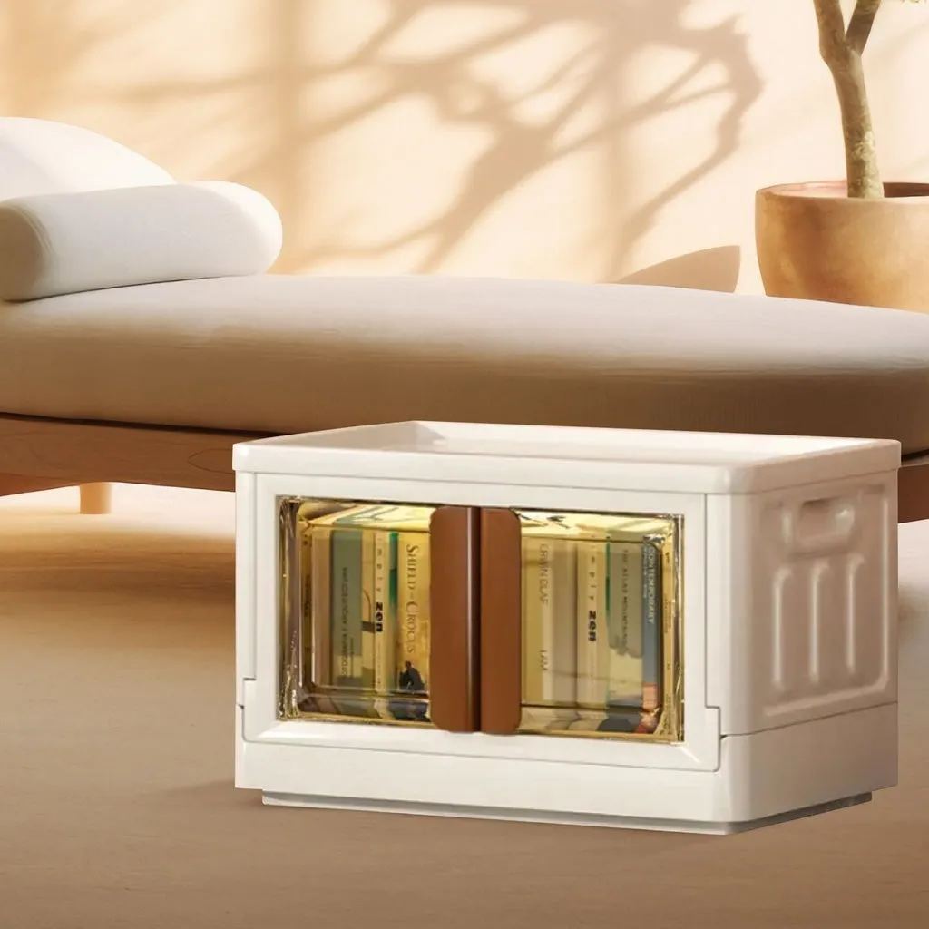 Foldable & Stackable Storage Organizers (Ivory   Brown) - 32L
