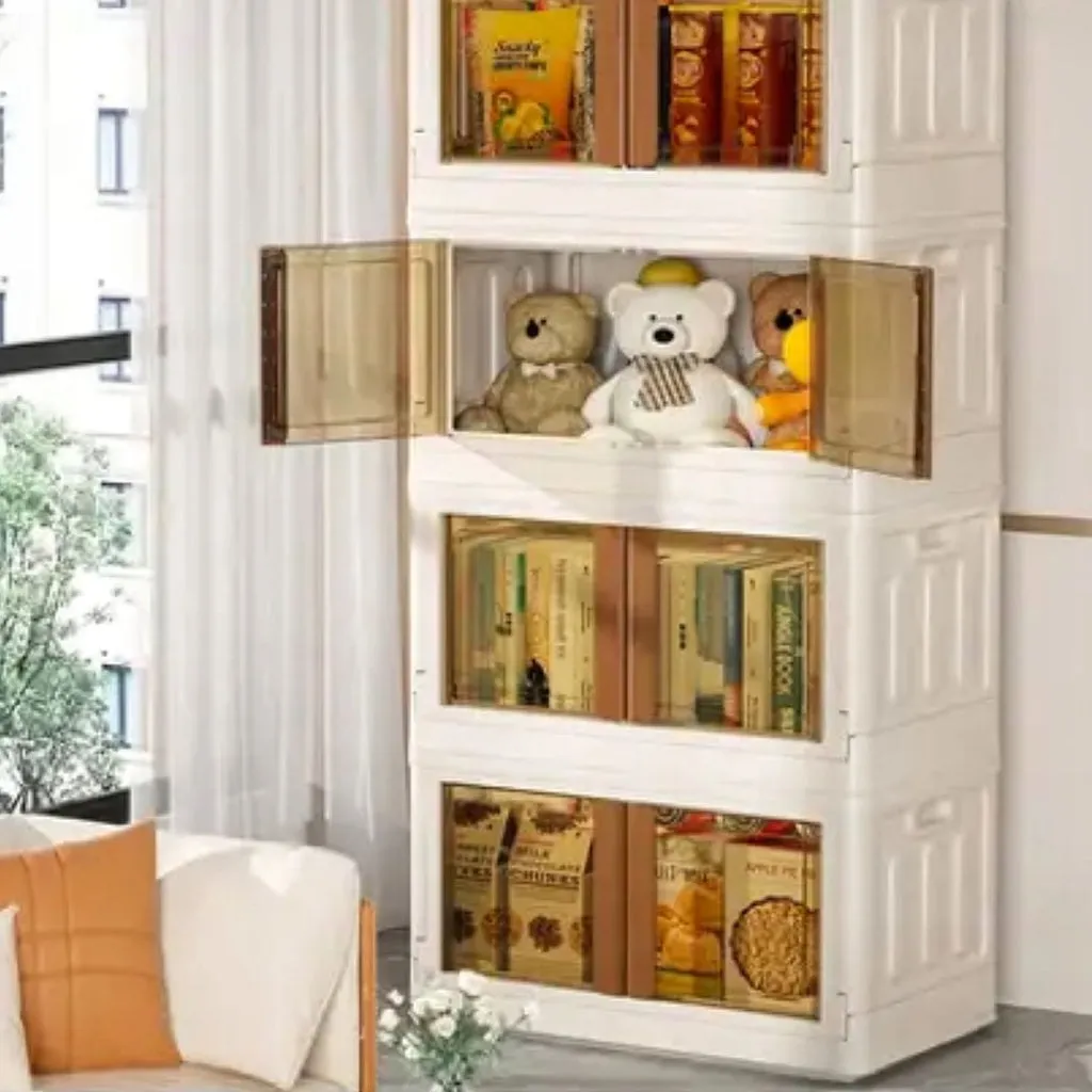 Foldable & Stackable Storage Organizers (Ivory   Brown) - 32L
