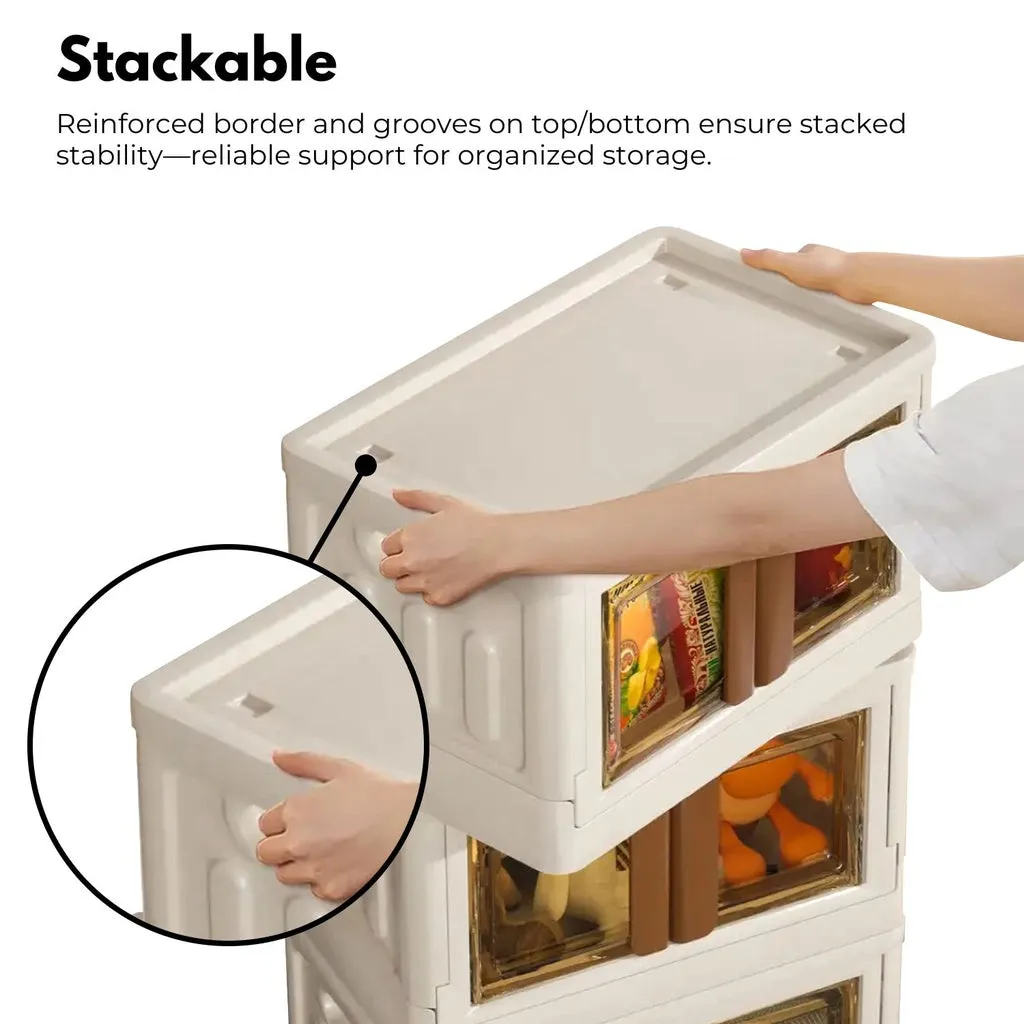Foldable & Stackable Storage Organizers (Ivory   Brown) - 32L