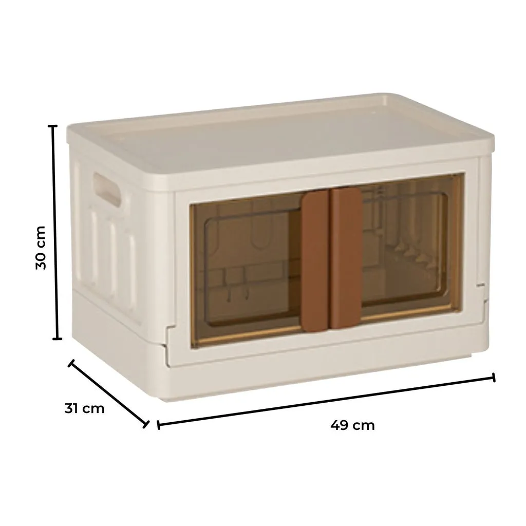 Foldable & Stackable Storage Organizers (Ivory   Brown) - 32L