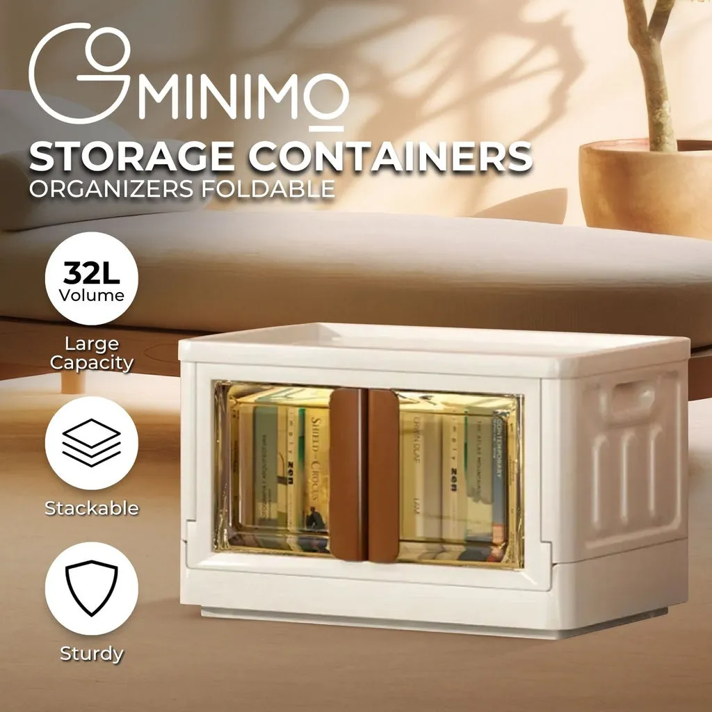 Foldable & Stackable Storage Organizers (Ivory   Brown) - 32L