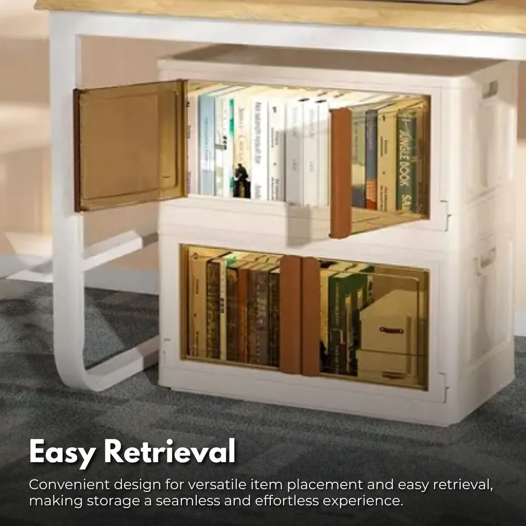 Foldable & Stackable Storage Organizers (Ivory   Brown) - 32L
