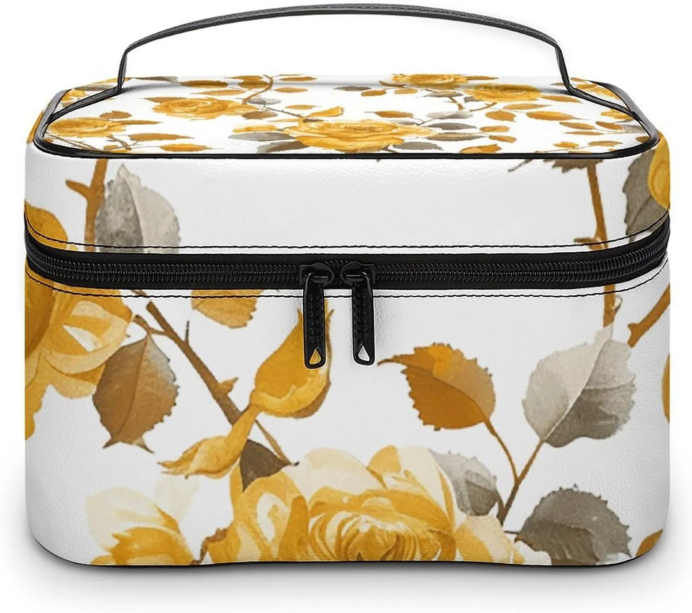 Foldable Travel Luggage Bag for Men And Women, Dry And Wet Separation Portable Travel Luggage Bag, Mustard Yellow Rose Printed Waterproof Sports Luggage Bag, Fitness Bag