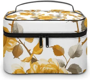 Foldable Travel Luggage Bag for Men And Women, Dry And Wet Separation Portable Travel Luggage Bag, Mustard Yellow Rose Printed Waterproof Sports Luggage Bag, Fitness Bag