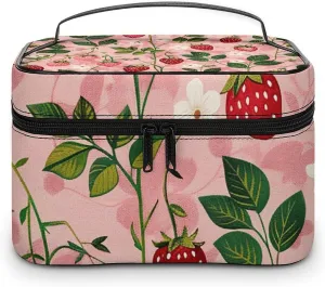 Foldable Travel Luggage Bag for Men And Women, Dry And Wet Separation Portable Travel Luggage Bag, Peach Strawberry Print Printed Waterproof Sports Luggage Bag, Fitness Bag