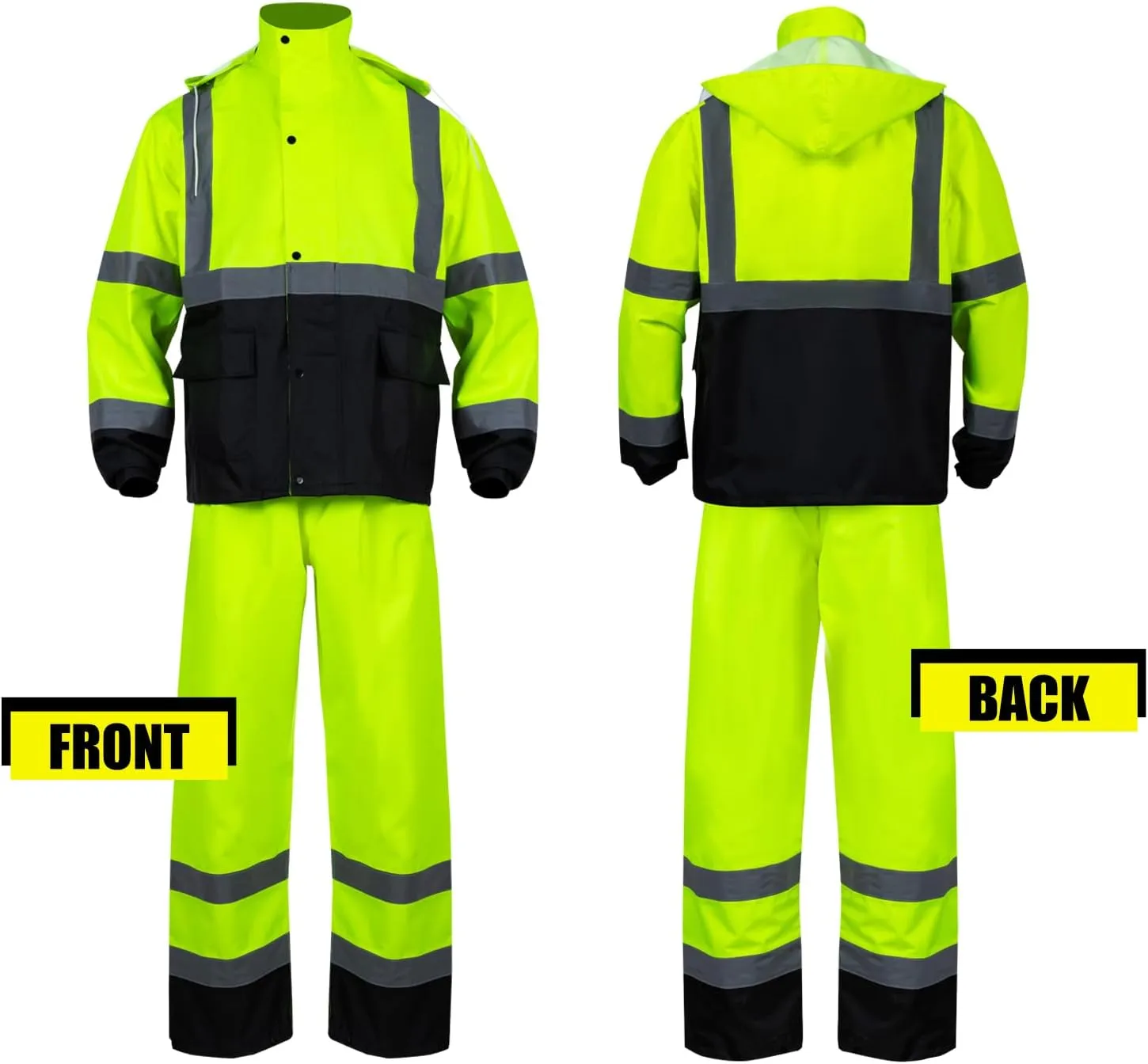 FONIRRA Hi Vis Safety Rain Jacket for Men,Class 3 High Visibility Rain Gear,Rain Suits for Men Waterproof Heavy Duty for Work