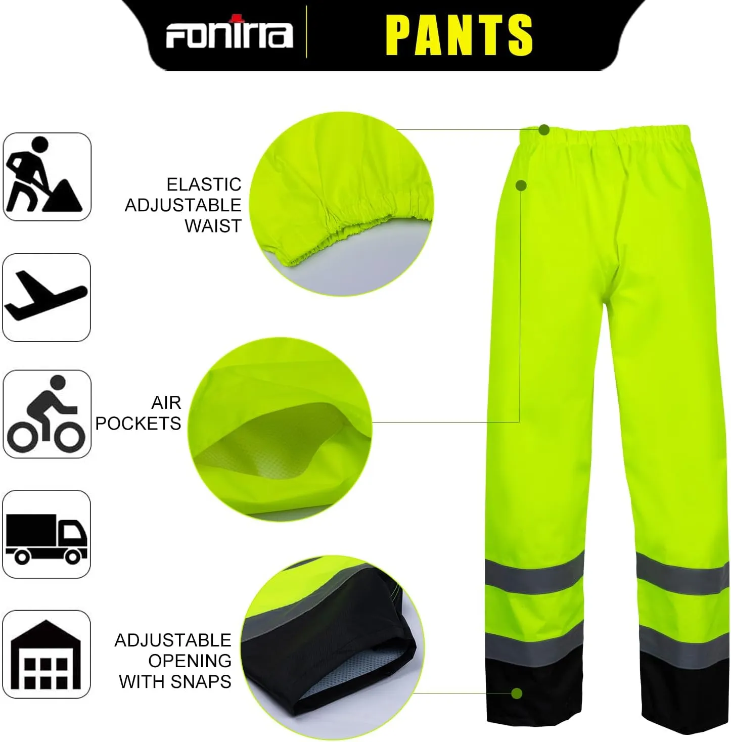 FONIRRA Hi Vis Safety Rain Jacket for Men,Class 3 High Visibility Rain Gear,Rain Suits for Men Waterproof Heavy Duty for Work