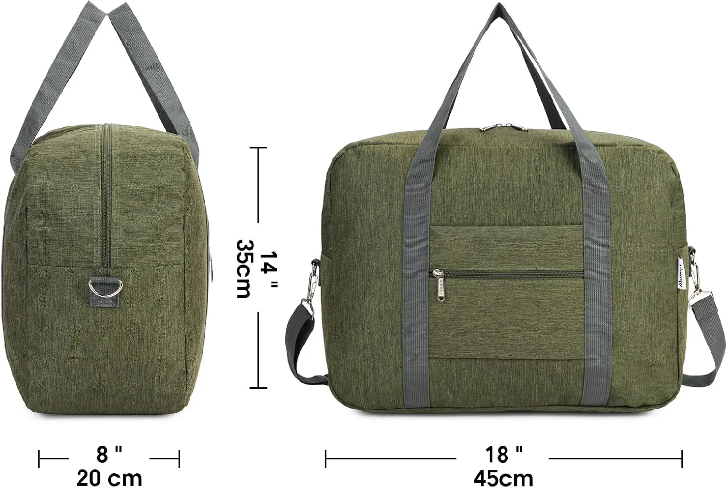 For Spirit Airlines Personal Item Bag 18x14x8 Foldable Travel Duffel Bag Tote Duffle Carry on Luggage for Women and Men 30L (Army Green (With Shoulder Strap))