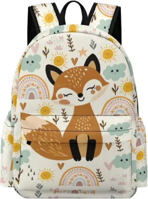 Fox Backpack for Boys Kids Girls School Bag 16.5 Inch Cartoon Fox Bookbag Travel Backpack