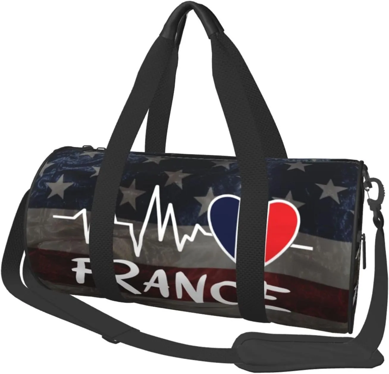 France Heartbeat Duffel Bag Gym Bag Travel Sports Tote Large Foldable Beach Swim Yoga6