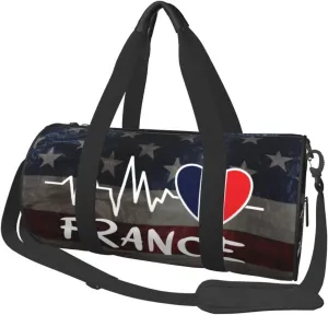 France Heartbeat Duffel Bag Gym Bag Travel Sports Tote Large Foldable Beach Swim Yoga6