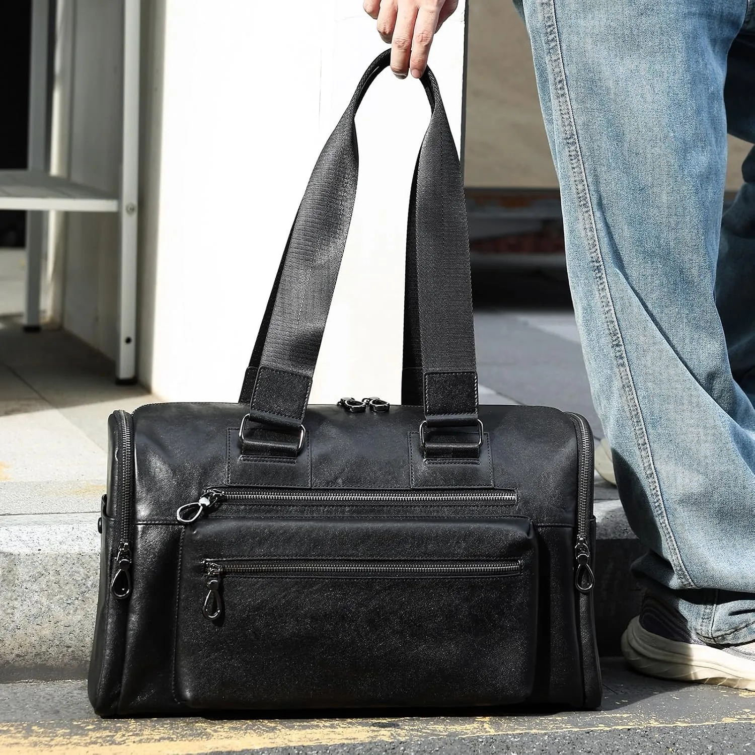 French Genuine Leather Men's Business Commuter Briefcase Cowhide Handbag ffor Commuting Travel Business