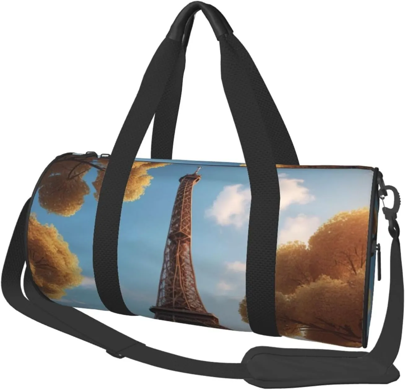 French Paris Tour Eiffel Tower Printed Travel Bag,Round Personal Item Storage bag,Foldie Duffel Bag for Traveling Vacation,Fitness,Sports
