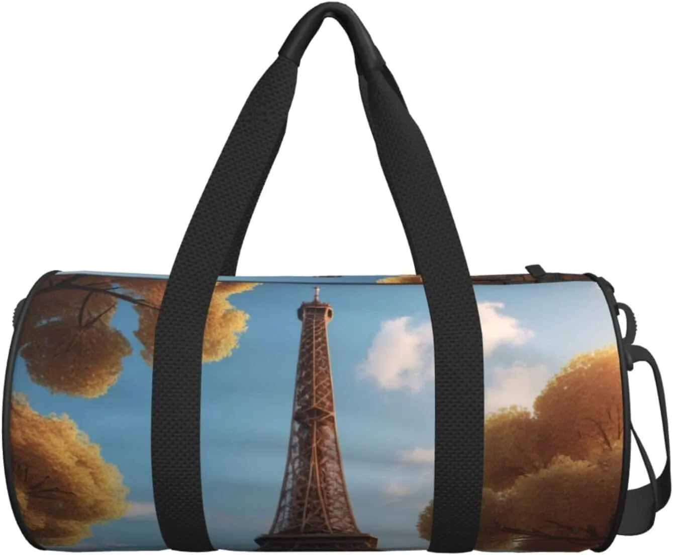 French Paris Tour Eiffel Tower Printed Travel Bag,Round Personal Item Storage bag,Foldie Duffel Bag for Traveling Vacation,Fitness,Sports