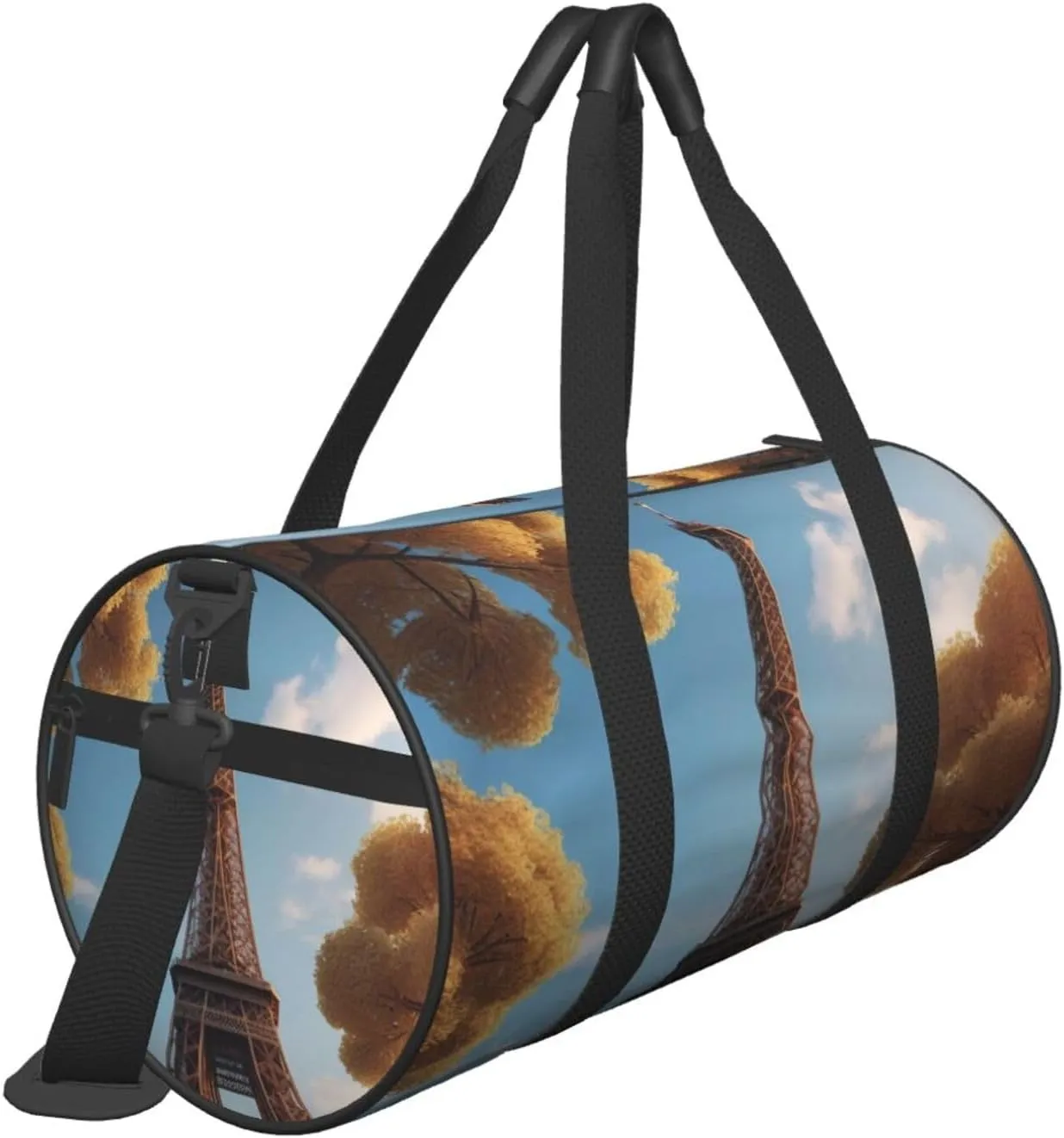 French Paris Tour Eiffel Tower Printed Travel Bag,Round Personal Item Storage bag,Foldie Duffel Bag for Traveling Vacation,Fitness,Sports