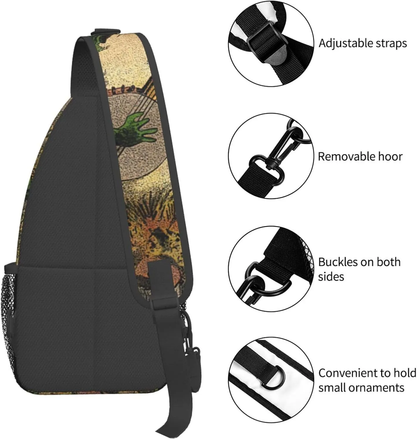 Frog Playing Banjo Crossbody Backpack Dachshunds Dog Chest Bag Lightweight One Strap Backpack Multipurpose Travel Hiking For Men Women