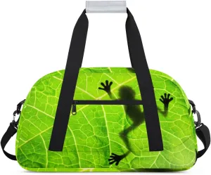 Frog Shadow Leaf Kids Overnighted Duffel Bag Carry-On Size & Ideal for School Practice or Weekender Travel with Zip and Shoulder Stra for Boys & Girls