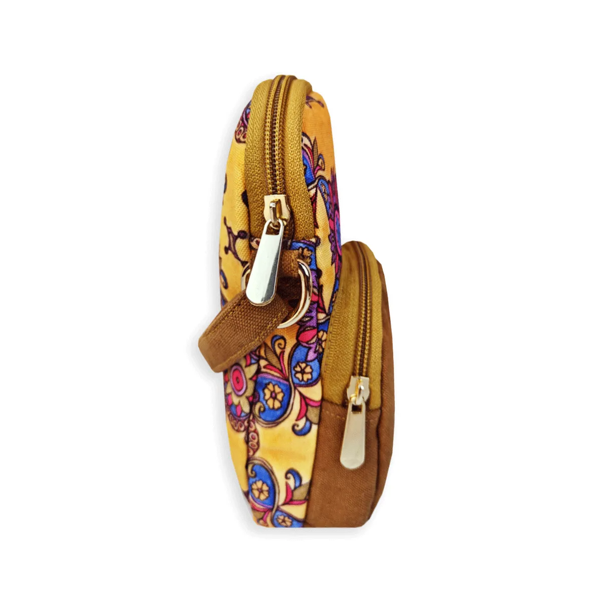 Front Pocket Mobile Sling- Mustard-Pink Tile