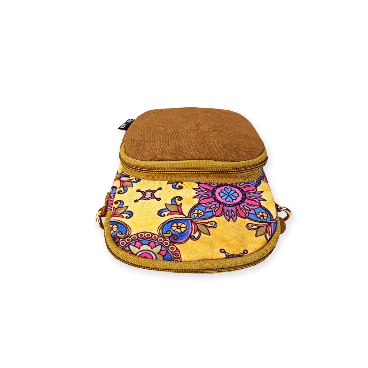 Front Pocket Mobile Sling- Mustard-Pink Tile