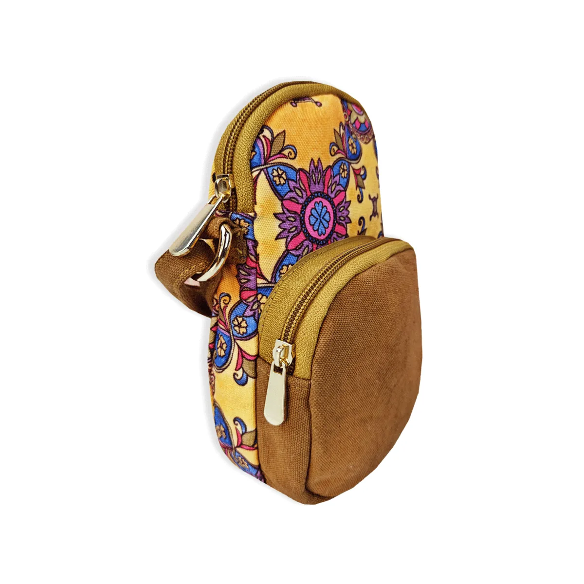 Front Pocket Mobile Sling- Mustard-Pink Tile