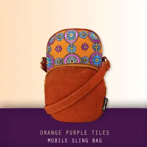 Front Pocket Mobile Sling- Orange Tile