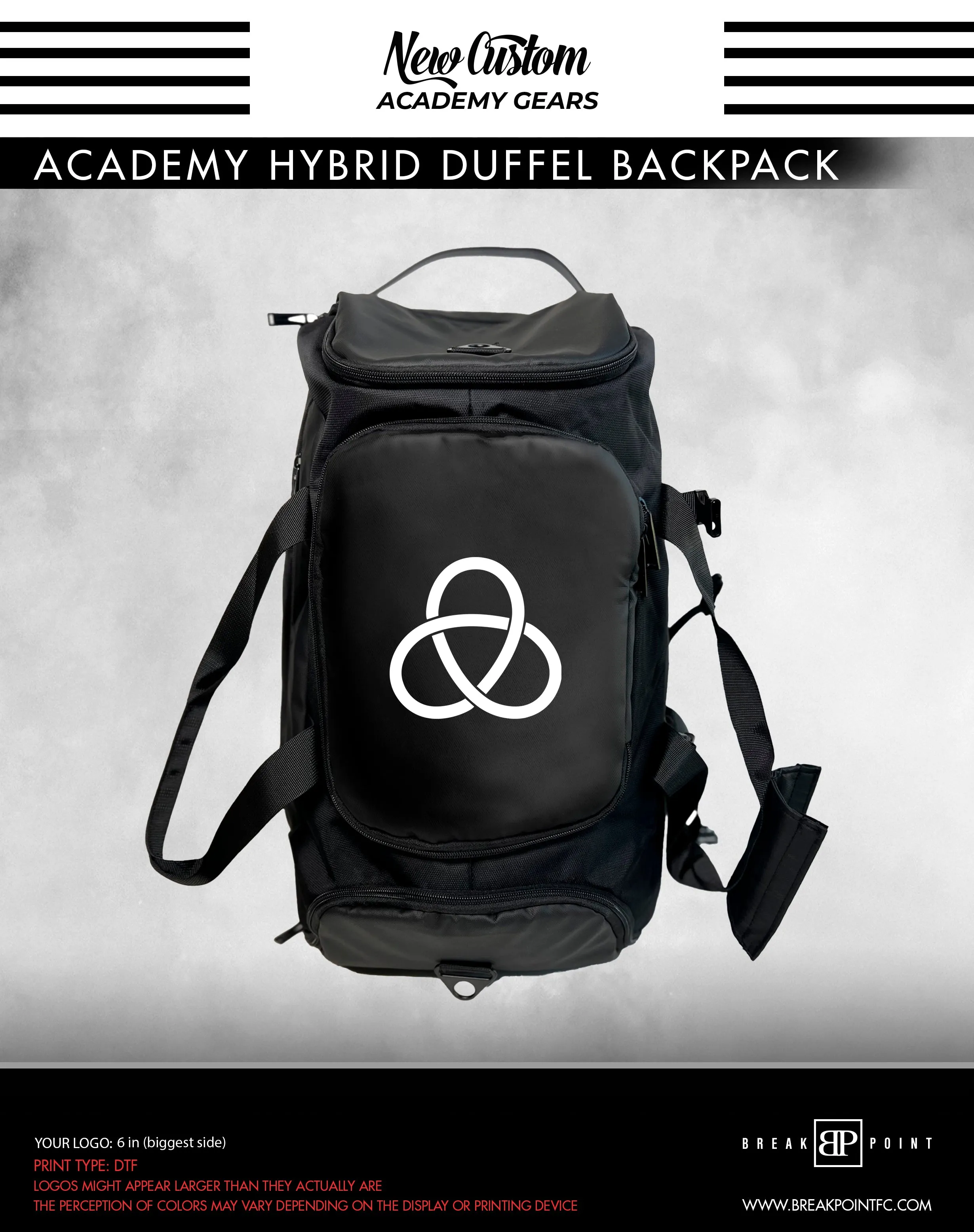 Frontline Academy Canada-Carlson Gracie Team Academy Hybrid Duffel Backpack #281 C