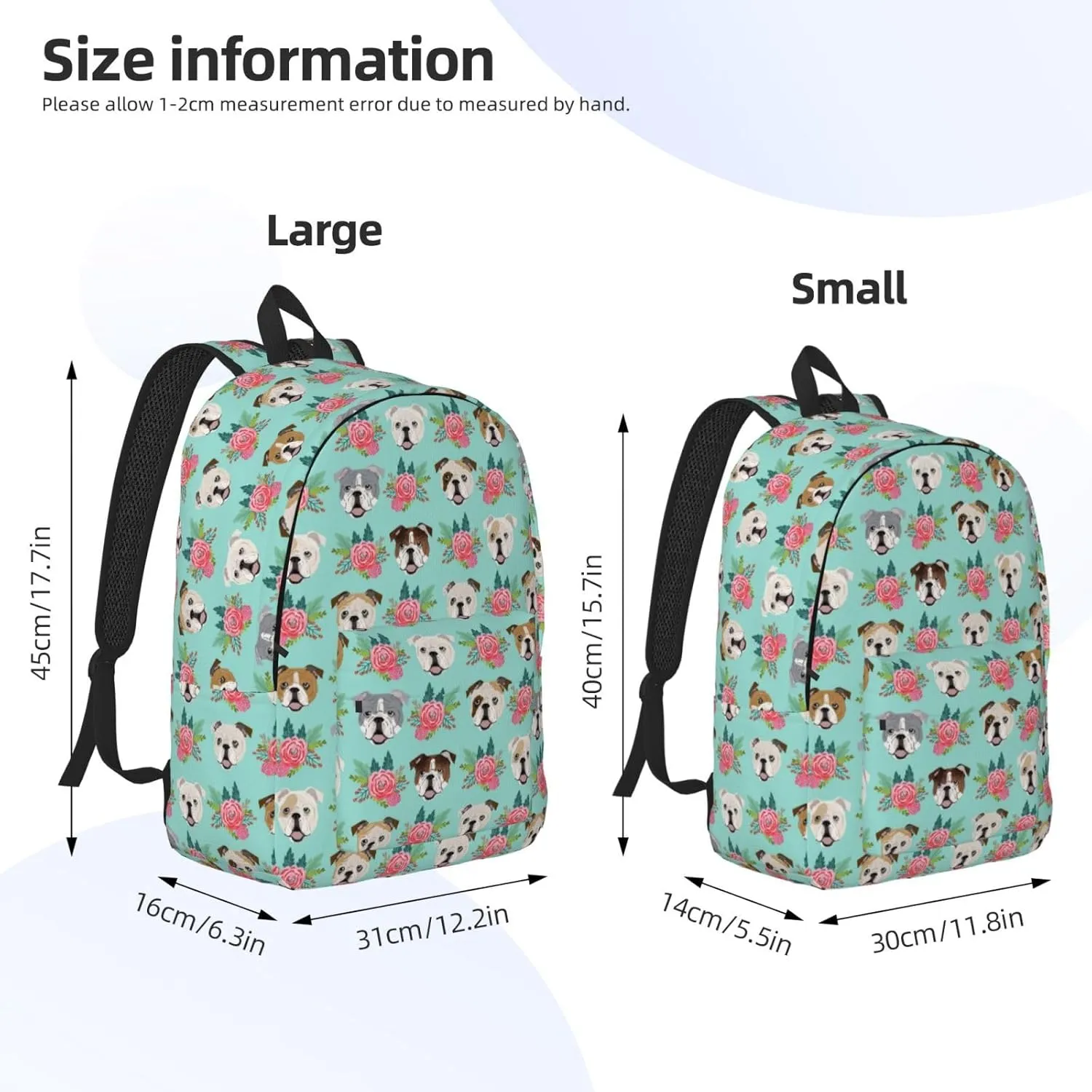 Funny English Dog print Duffel Bag, Lightweight Duffel Bag, Casual Backpack, 17.7 x 6.3 x 12.2 inches