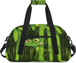 Funny Frog Gym Duffel Bag for Men Women Bamboo Forest Sports Tote Bag with Adjustable Shoulder Strap for Dance Gymnastics Traveling Outdoor Camping Overnight Stay