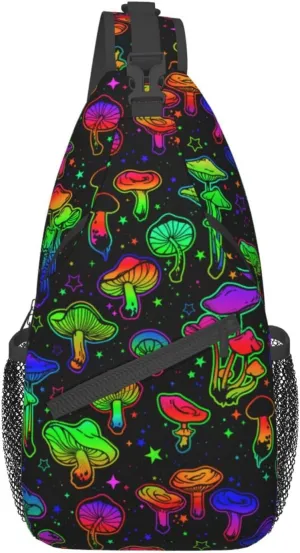 Funny Mushroom Crossbody Bag Mushroom Shoulder Bag Backpack Plant Sling Bag Chest Casual Daypack for Outdoor