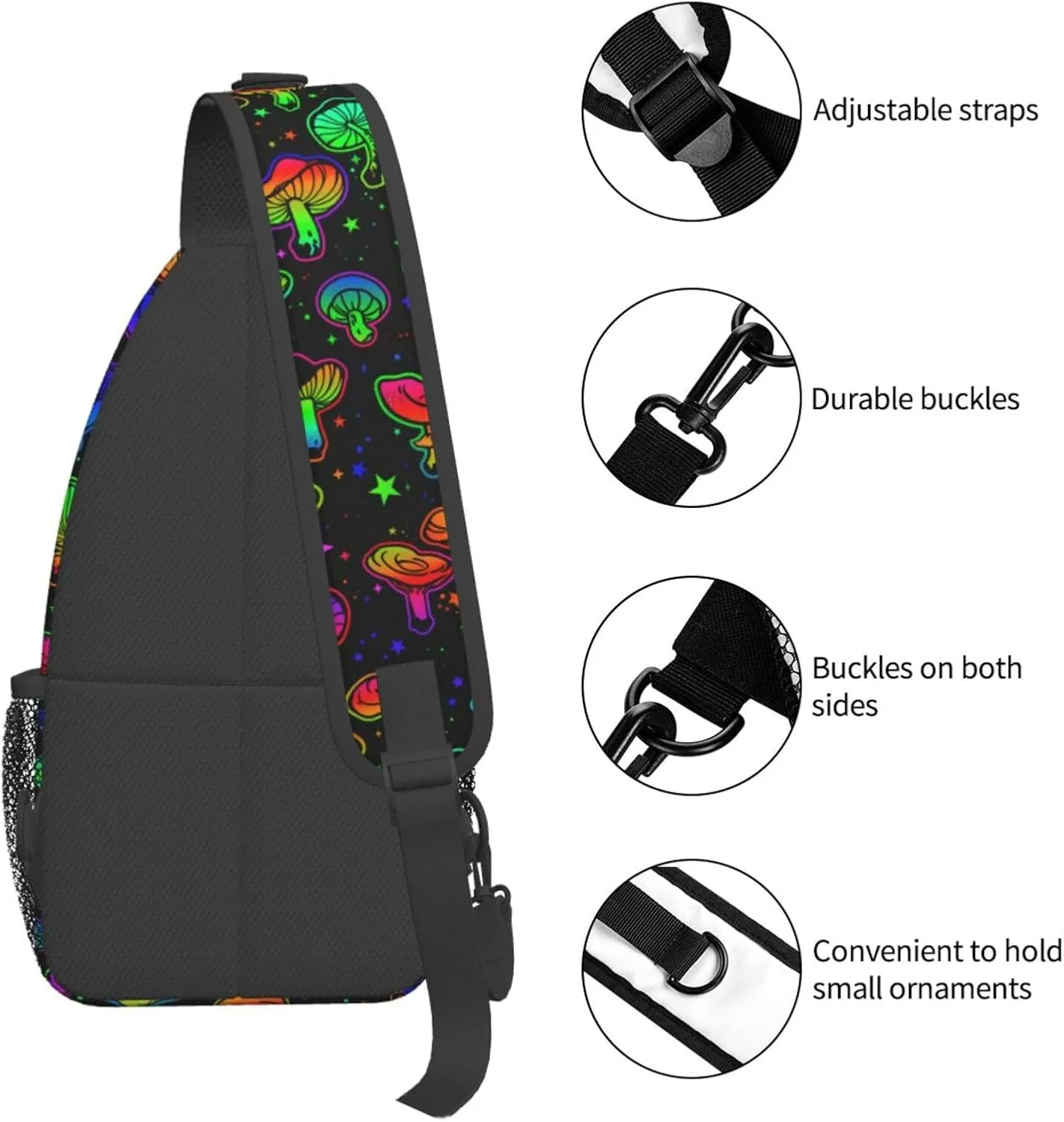 Funny Mushroom Crossbody Bag Mushroom Shoulder Bag Backpack Plant Sling Bag Chest Casual Daypack for Outdoor