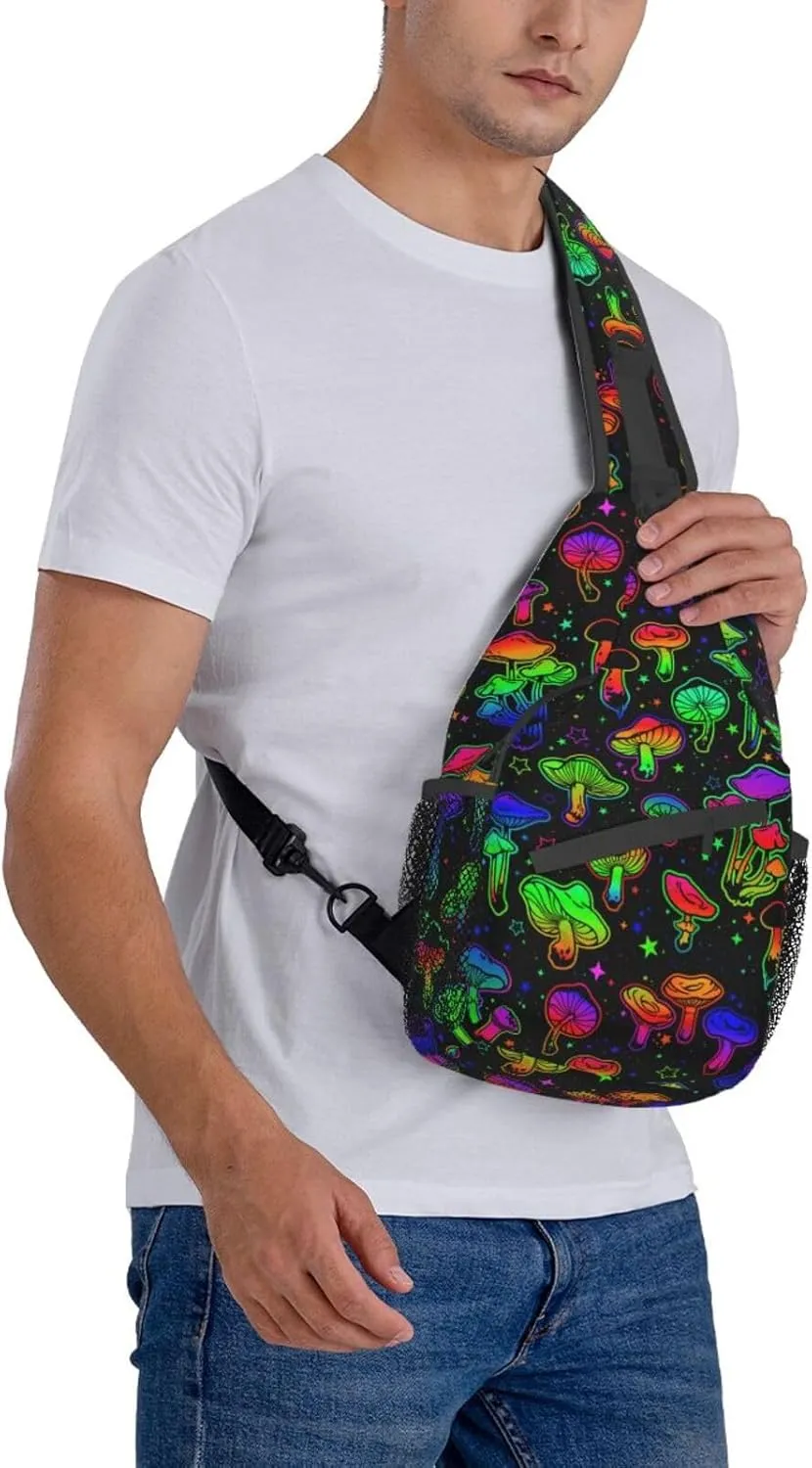 Funny Mushroom Crossbody Bag Mushroom Shoulder Bag Backpack Plant Sling Bag Chest Casual Daypack for Outdoor