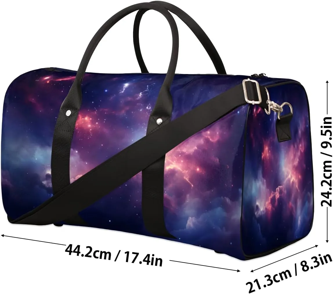 Galaxy Nebula Travel Duffle Bag, Sports Gym Bags for Women Men, Carry On Weekender Overnight Bag, Starry Sky Space Universe Workout Hospital Airplane Trips Bag