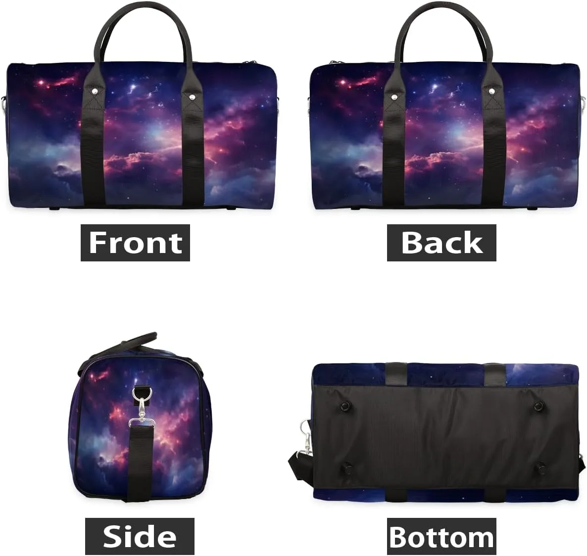 Galaxy Nebula Travel Duffle Bag, Sports Gym Bags for Women Men, Carry On Weekender Overnight Bag, Starry Sky Space Universe Workout Hospital Airplane Trips Bag